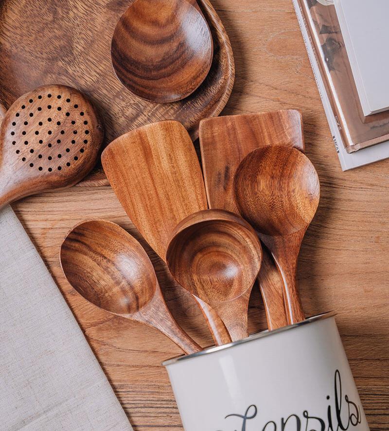 Set D'ustensiles En Bois Teck