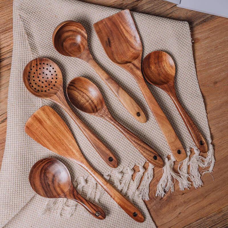 Set D'ustensiles En Bois Teck