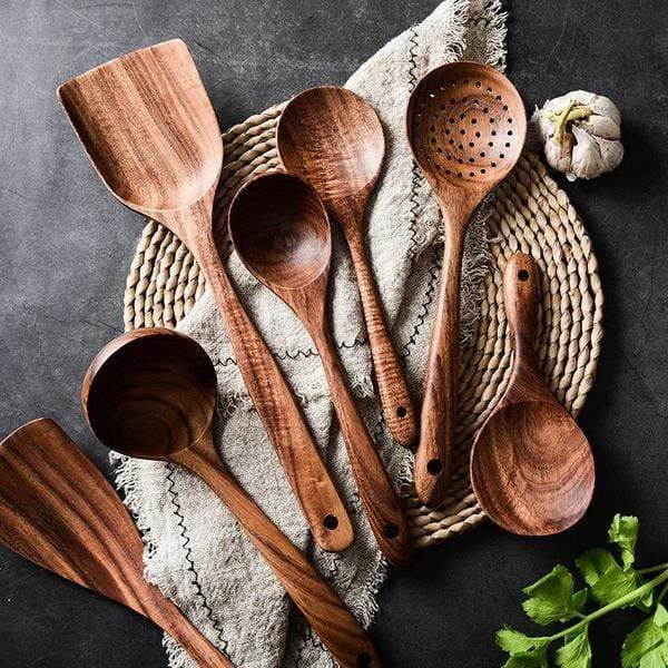 Set D'ustensiles En Bois Teck