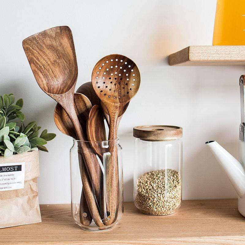 Set D'ustensiles En Bois Teck
