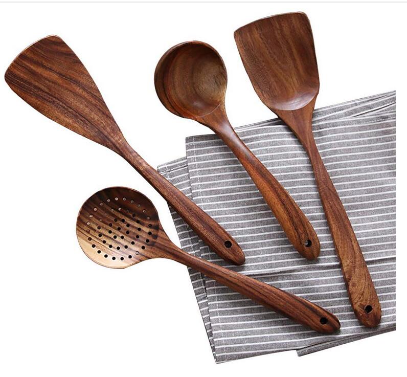 Set D'ustensiles En Bois Teck