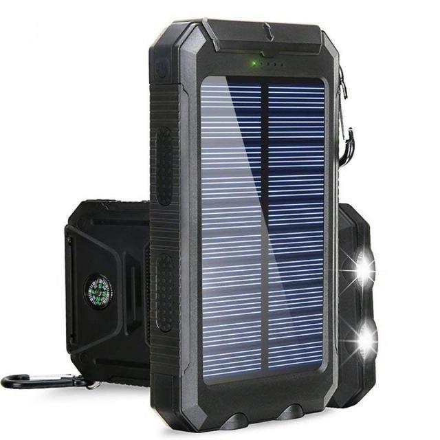 Chargeur de Batterie Solaire 20000mAh – Double USB Étanche Antichoc et Lumière LED