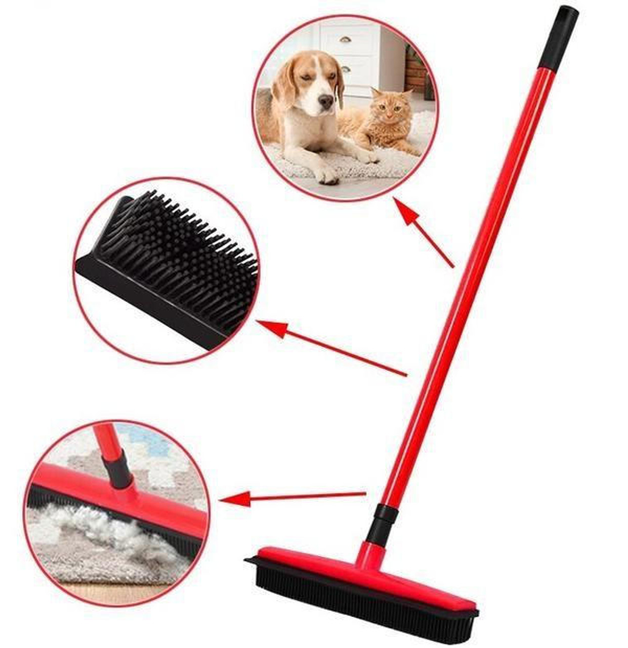 Balai Multifonctionnel Avec Manche Télescopique Pour Poils D'Animaux