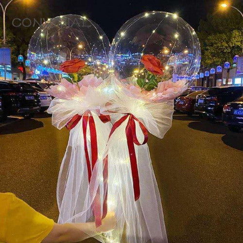 Ballons LED Lumineux Rose Éternelle