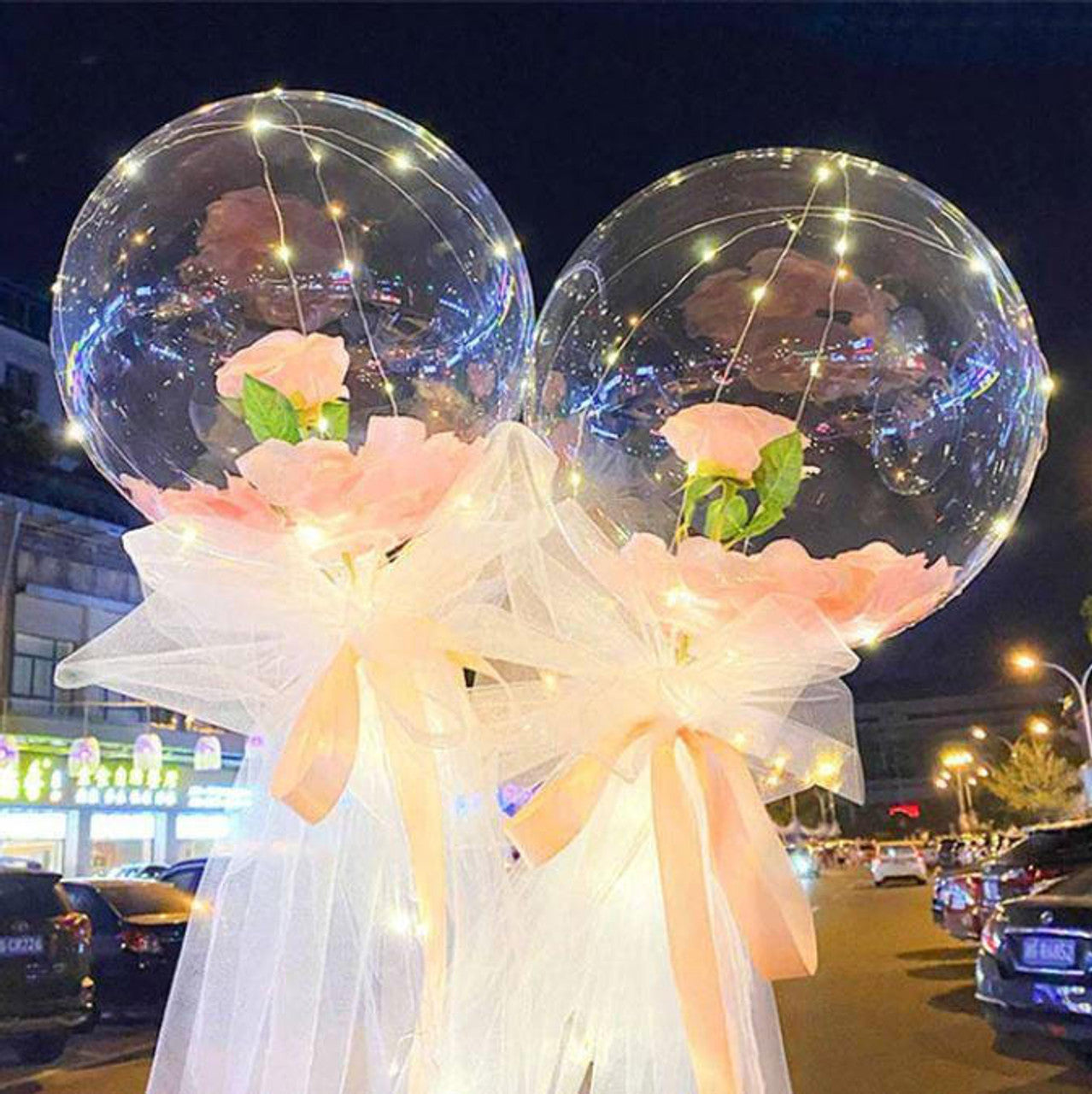 Ballons LED Lumineux Rose Éternelle