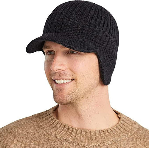 Bonnet Tricoté En Laine Avec Cache-oreilles Et Visière