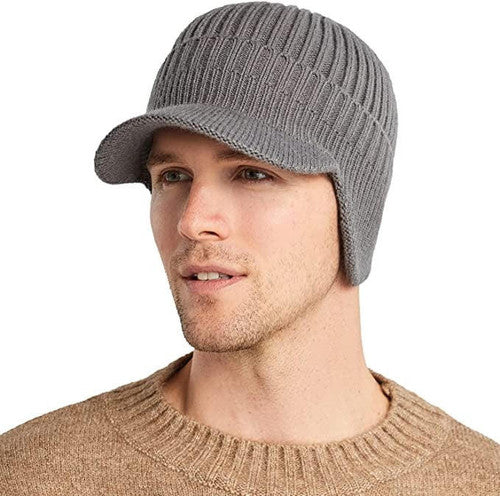 Bonnet Tricoté En Laine Avec Cache-oreilles Et Visière