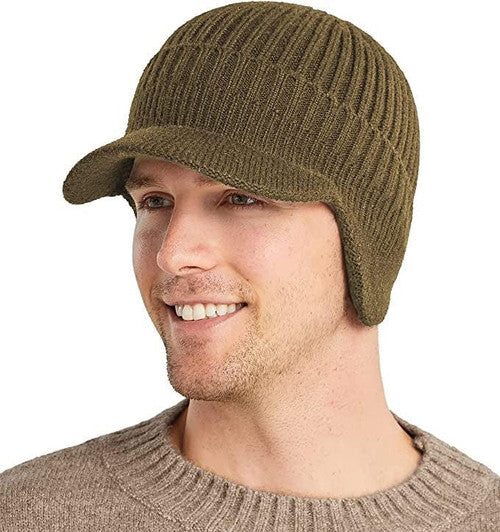 Bonnet Tricoté En Laine Avec Cache-oreilles Et Visière