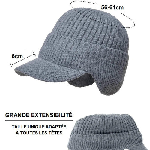 Bonnet Tricoté En Laine Avec Cache-oreilles Et Visière
