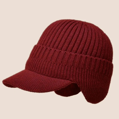Bonnet Tricoté En Laine Avec Cache-oreilles Et Visière