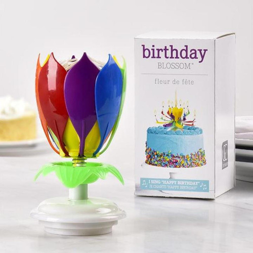 Bougie d'Anniversaire Musicale Lotus Rotatif Multicolore