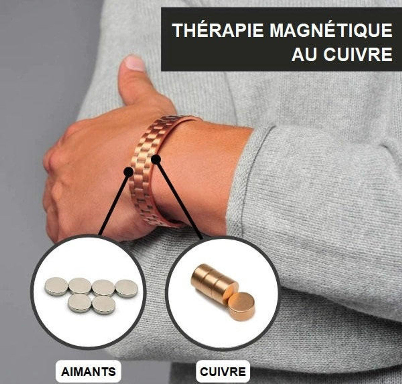Bracelet De Magnétothérapie En Cuivre Pur