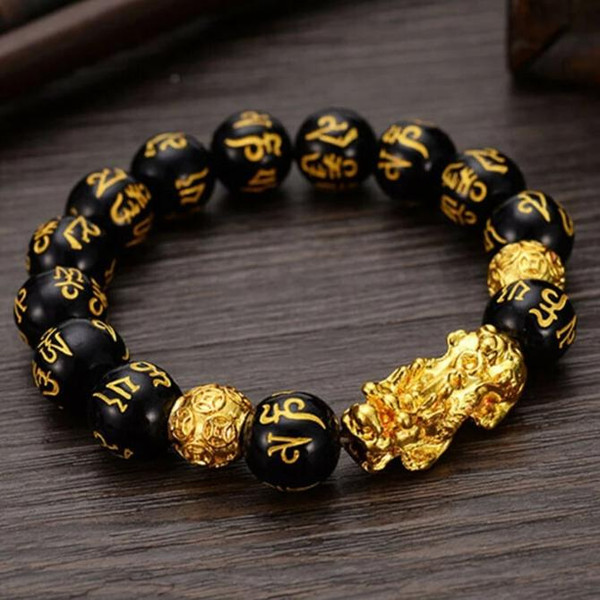 Bracelet Feng Shui En Obsidienne Noire
