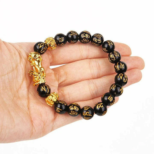Bracelet Feng Shui En Obsidienne Noire