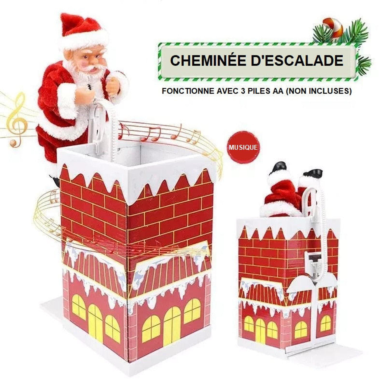 Cheminée d'Escalade Électrique Du Père Noël