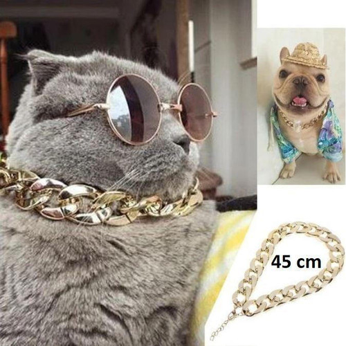 Collier De Sécurité En Chaîne Dorée Pour Chien et Chat