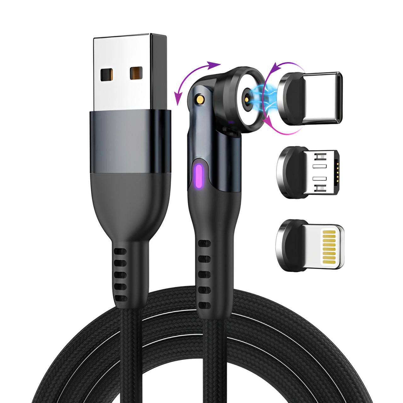Câble Chargeur USB C - Lightning - Micro USB - 3-en-1