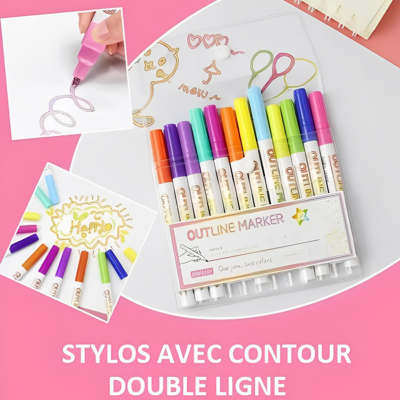Stylos Double Ligne (Lot de 8 ou 12)
