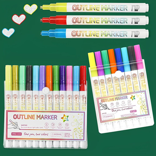 Stylos Double Ligne (Lot de 8 ou 12)