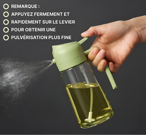 Spray Huile d'Olive Avec Pulvérisateur Et Distributeur 2-en-1