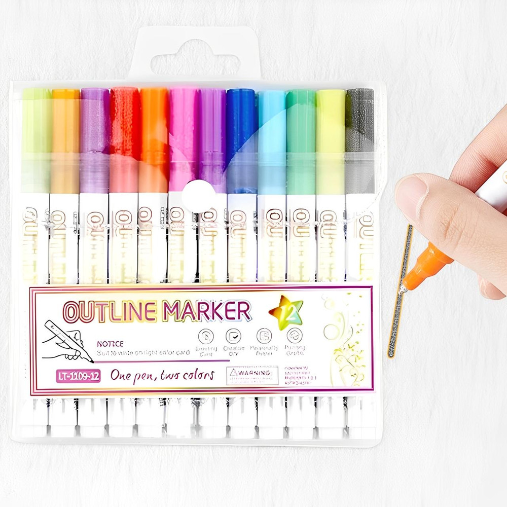 Stylos Double Ligne (Lot de 8 ou 12)