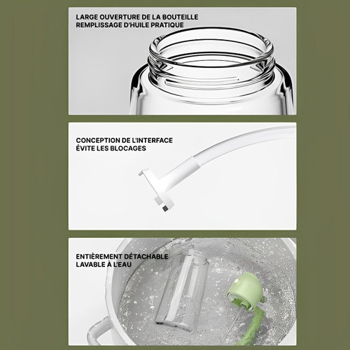 Spray Huile d'Olive Avec Pulvérisateur Et Distributeur 2-en-1