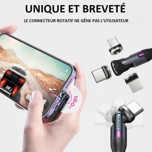 Câble Chargeur USB C - Lightning - Micro USB - 3-en-1