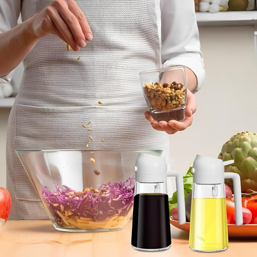 Spray Huile d'Olive Avec Pulvérisateur Et Distributeur 2-en-1