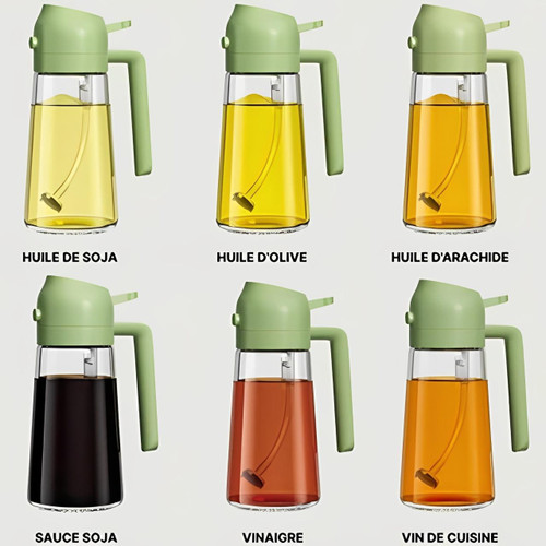 Spray Huile d'Olive Avec Pulvérisateur Et Distributeur 2-en-1