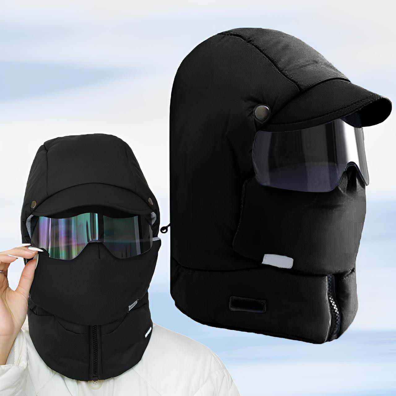 Cagoule Hiver 4-en-1 - Bonnet, Masque et Lunettes Intégrés