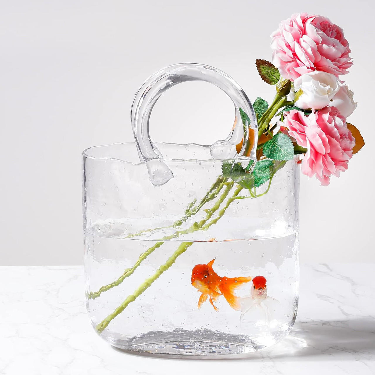 Vase De Fleurs Sac À Main En Verre Transparent
