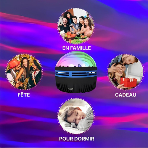 Projecteur Aurore Boréale Et Vague Océanique 2-en-1