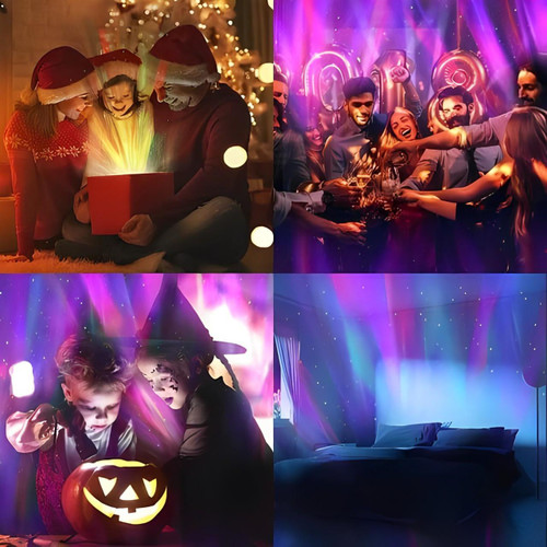 Projecteur Aurore Boréale Et Vague Océanique 2-en-1