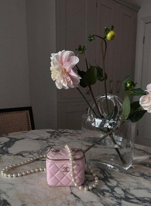 Vase De Fleurs Sac À Main En Verre Transparent