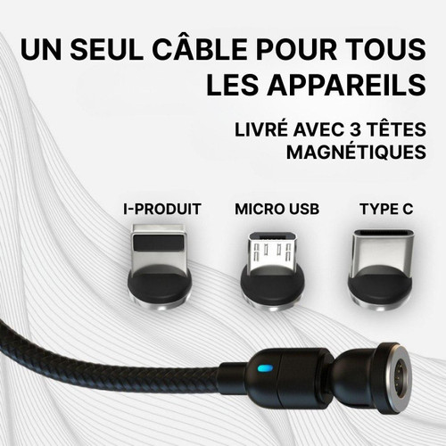 Câble Chargeur USB C - Lightning - Micro USB - 3-en-1