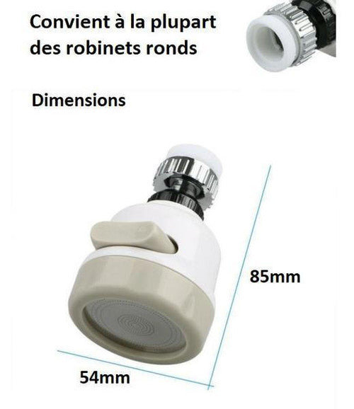 Économiseur d'Eau - Tête De Robinet Rotative à 360°