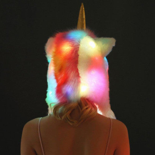 Licorne 3-en-1 Bonnet - Écharpe - Gants Avec Lumière LED Arc-en-ciel