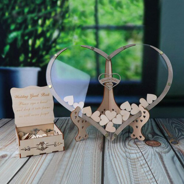 Livre d'Or Coeur En Bois - WeddingHeart™