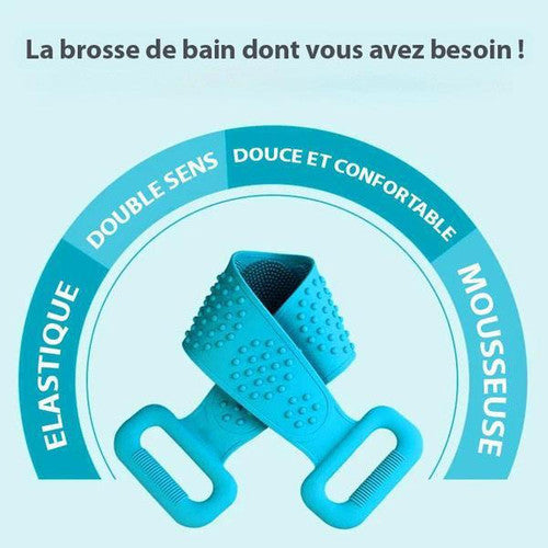 Longue Brosse de Bain Double Sens en Silicone