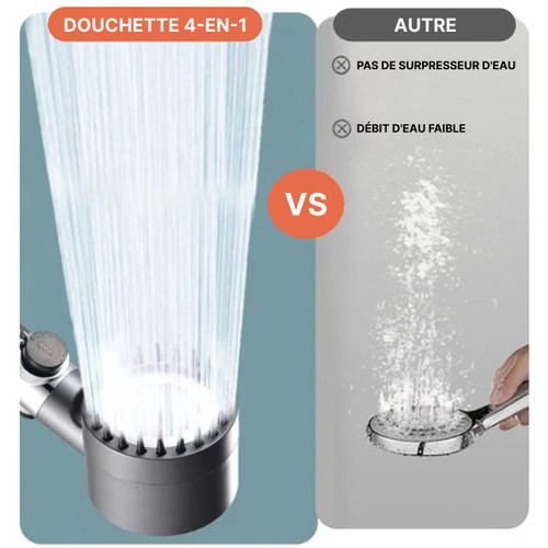 Pommeau De Douche Haute Pression Economique 4-en-1