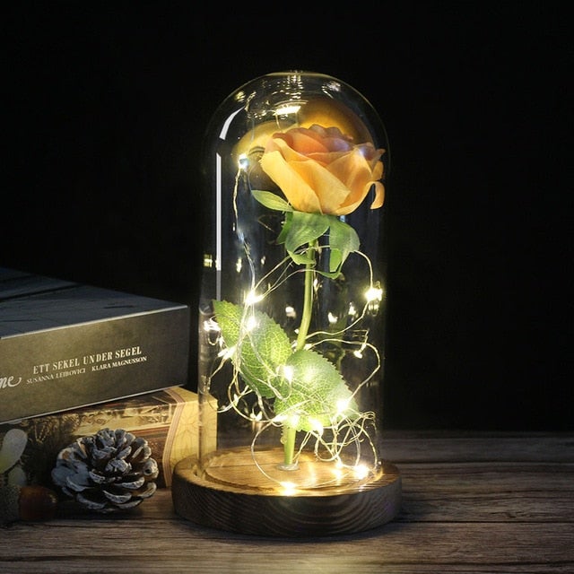 Rose Eternelle Cloche de Verre à LED – Cadeau Saint Valentin