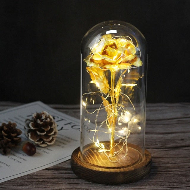Rose Eternelle Cloche de Verre à LED – Cadeau Saint Valentin