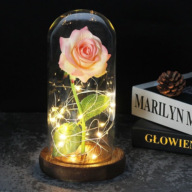 Rose Eternelle Cloche de Verre à LED – Cadeau Saint Valentin