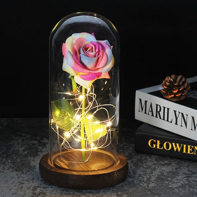 Rose Eternelle Cloche de Verre à LED – Cadeau Saint Valentin