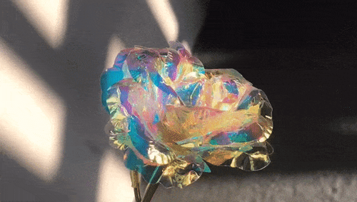 Rose Rayonnante En Cristal Et Or Rose
