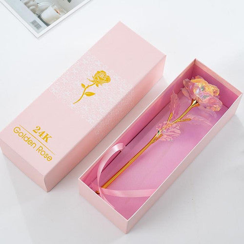 Rose Rayonnante En Cristal Et Or Rose