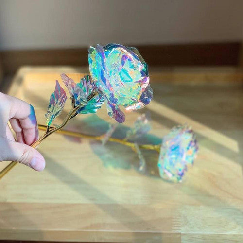 Rose Rayonnante En Cristal Et Or Rose