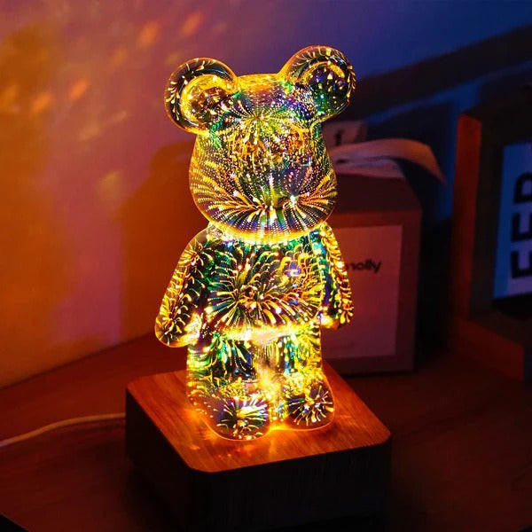 Veilleuse Ourson En Verre 3D