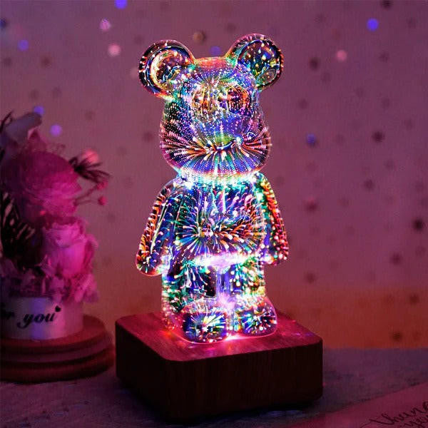Veilleuse Ourson En Verre 3D