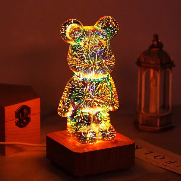 Veilleuse Ourson En Verre 3D